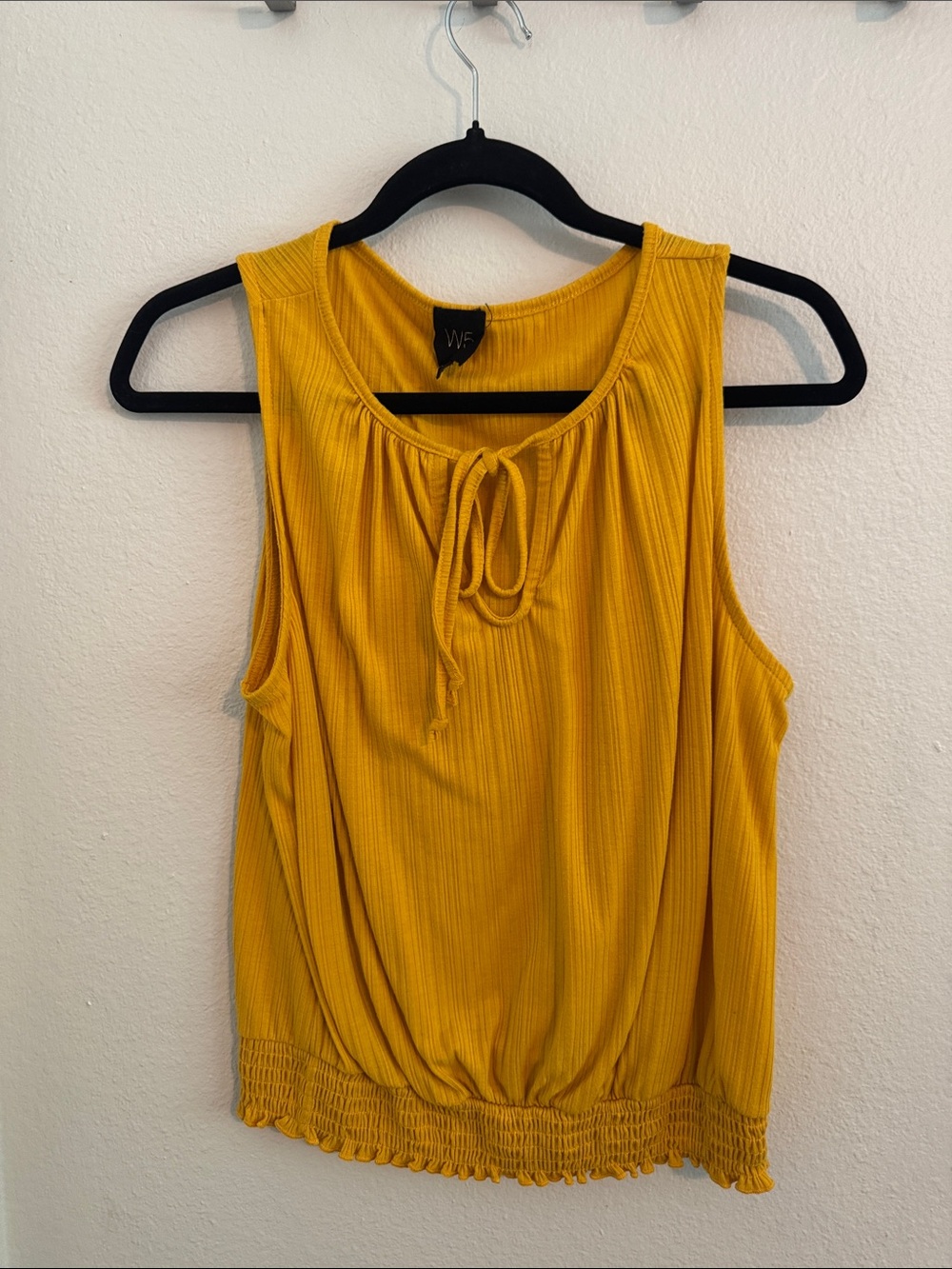 W5 Mustard Yellow Sleeveless Tie-Neck Tank